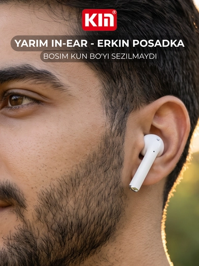 Simsiz quloqchin naushnik KIN KL68 TWS Bluetooth mikrofonli sensorli keysli