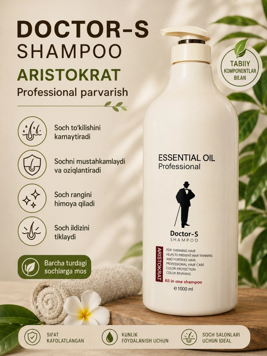 ESSENTIAL OIL Aristokrat Doctor-S  sochlar uchun professional shampun