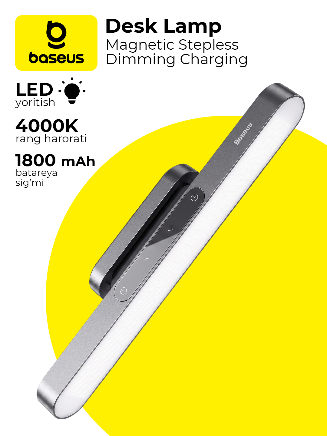 Simsiz magnitli chiroq Baseus Magnetic Stepless Dimming Charging Desk Lamp Pro - 