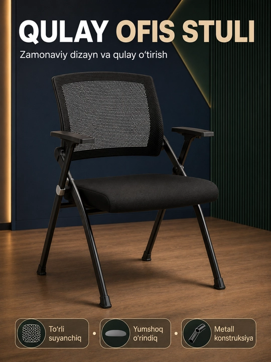 Stol 2 ta stul bilan, g‘ildirakli yig‘ma ofis va konferensiya komplekti