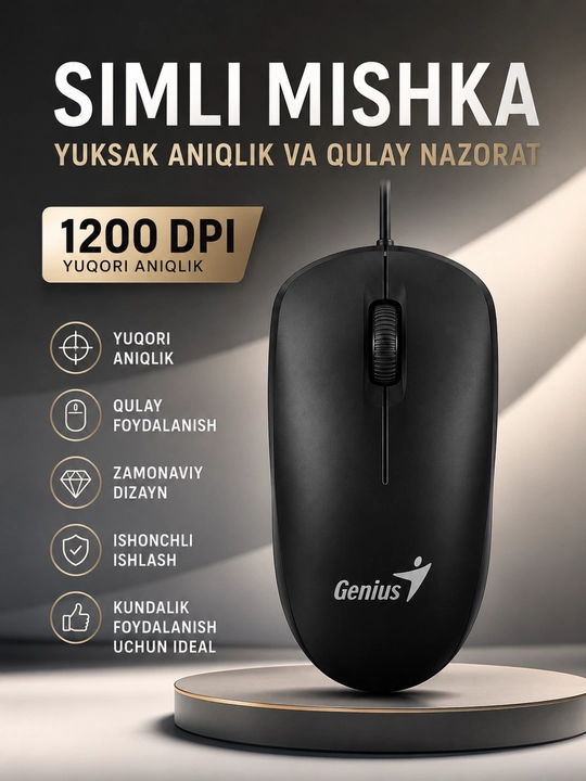 Проводная USB мышь для офиса и игр 1200–4800 DPI высокая точность - 