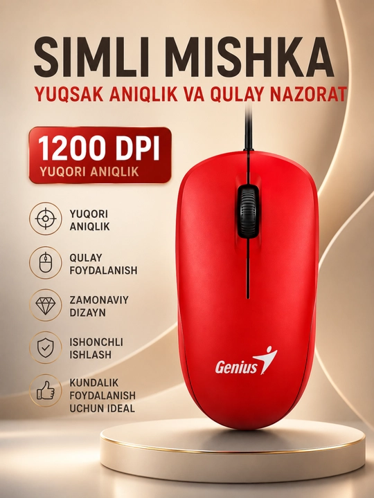 Ofis va o‘yinlar uchun simli USB sichqoncha 1200-4800 DPI yuqori aniqlik - 