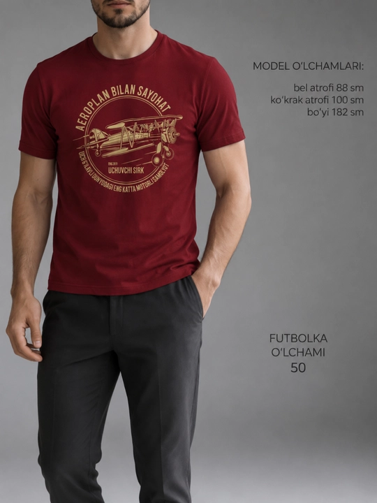 Erkaklar uchun futbolka, 100% paxta 