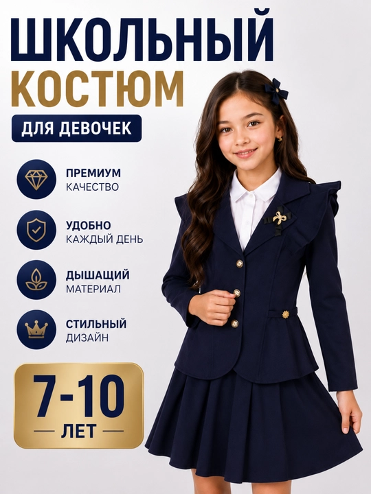 Qizlar uchun maktab kostyumi, maktab formasi, klassik maktab kiyimi - 