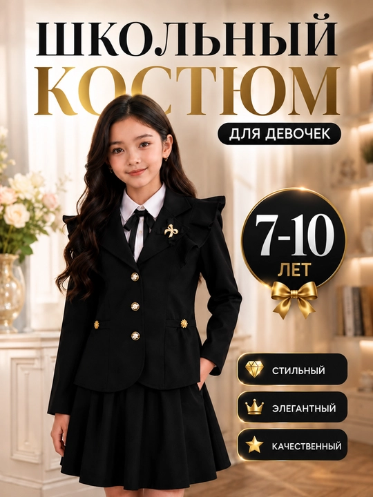 Qizlar uchun maktab kostyumi, maktab formasi, klassik maktab kiyimi - 