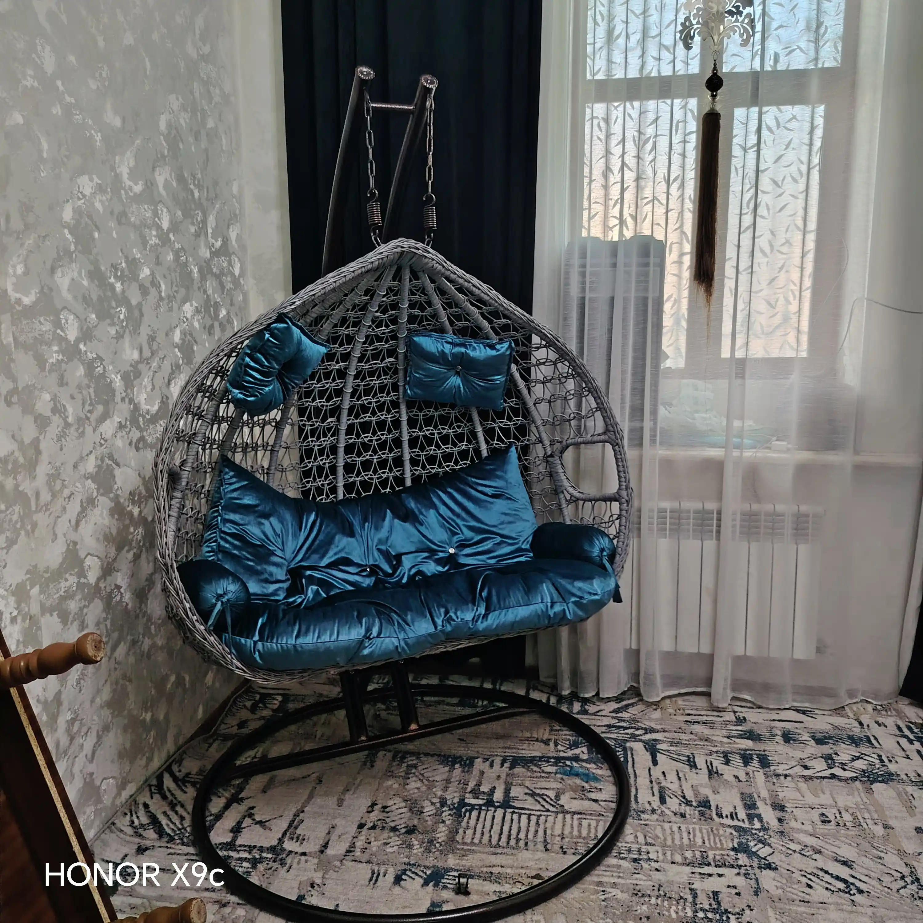 Kachelya divan 2 kishilik, sun’iy rattan, bog‘ va balkon uchun