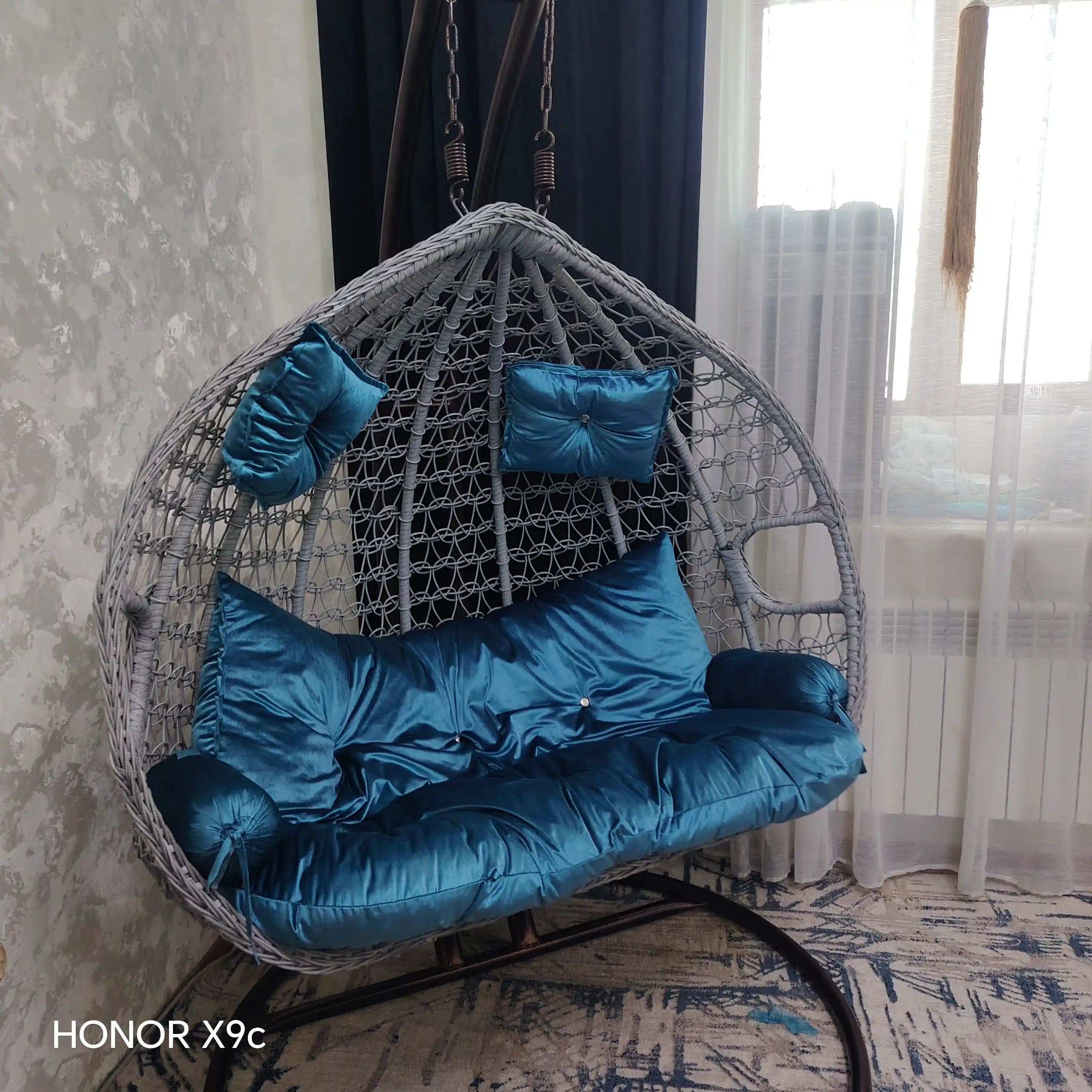 Kachelya divan 2 kishilik, sun’iy rattan, bog‘ va balkon uchun