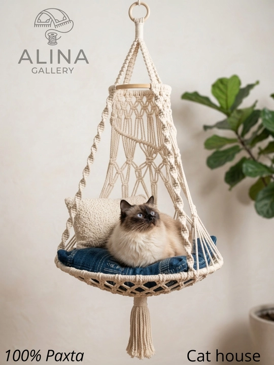 Mushuklar uchun makrame arg'imchoq uycha Alina Gallery, 100% paxta, osma gamak