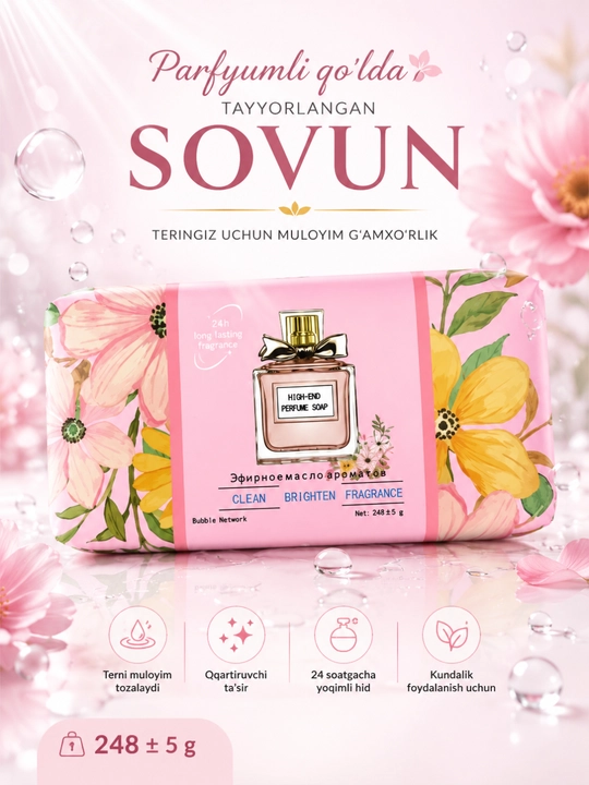 Tabiiy xushbo‘y kosmetik sovun - mayin ifor va mukammal tozalikning uyg‘unligi