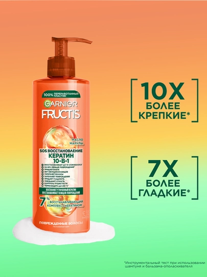 Garnier Fructis Комплексный несмываемый крем-уход SOS Кератин 10в1 , 400 мл