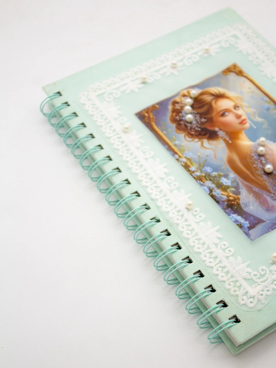 Блокнот в стиле Pinterest, 18.5×25 см в клетку 100 л, спирали 4 дизайна с бусинами handmade