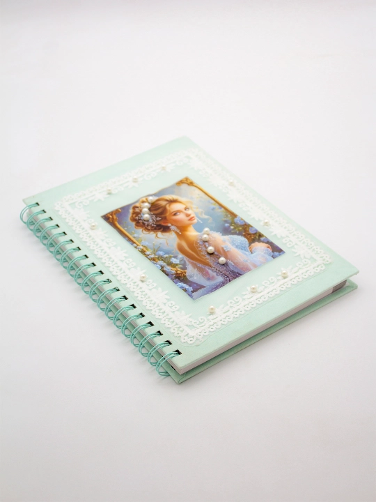 Блокнот в стиле Pinterest, 18.5×25 см в клетку 100 л, спирали 4 дизайна с бусинами handmade