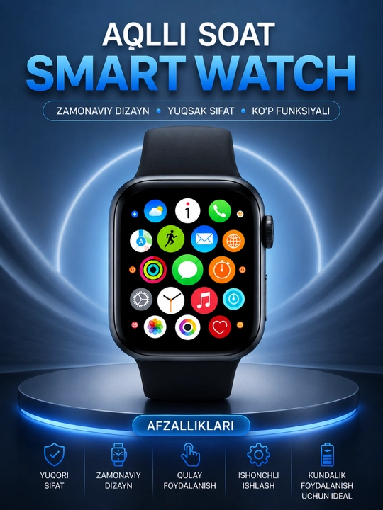 Smart soat – Qo'ng'iroq, Yurak Urishi, Sport va Uyqu Nazorati bilan Zamonaviy Aqlli Soat - 