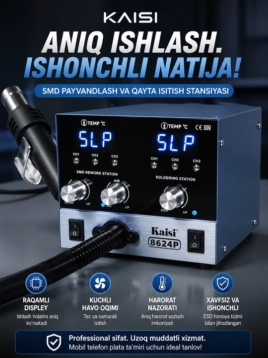 KAISI 8624P, termofenli 2 ta 1 da payvandlash stansiyasi