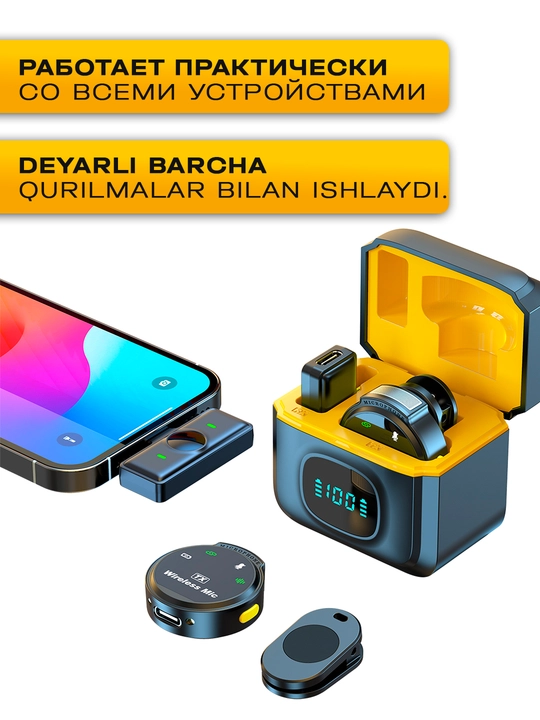 Blogerlar, YouTube va strimlar uchun simsiz petlitsali mikrofon, Android petlitsa, Iphone