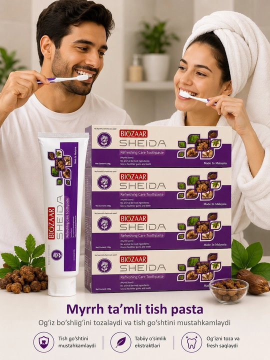 Tish pasta BIOZAAR SHEIDA tabiiy o‘simlik ekstraktli, 150 g
