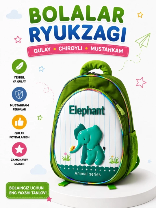 Bolalar uchun, qiziqarli hayvoncha rasmli 3D sumka ryukzaklar - 
