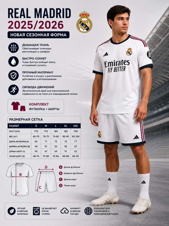 Real Madrid 2025/2026 futbol formasi Futbolka + Short - 