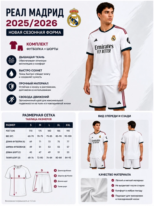 Real Madrid 2025/2026 futbol formasi Futbolka + Short