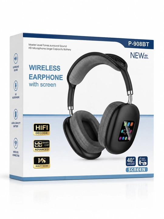 P-908BT simsiz Bluetooth sensorli ekran va mikrofonli quloqchinlar