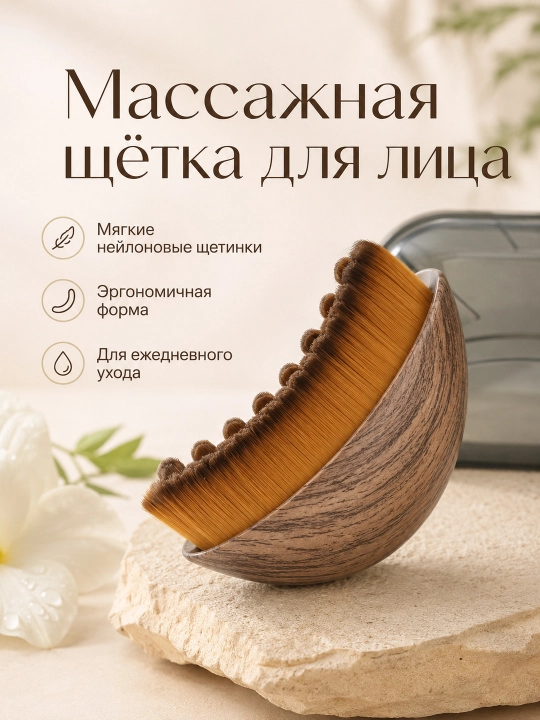 Массажная щетка, массажер для лица – лифтинг, гуаша и лимфодренажный эффект - 