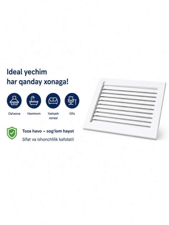 Ventilyatsiya reshyotkasi  metall, oq, ikki tomonlama havo taqsimlagich