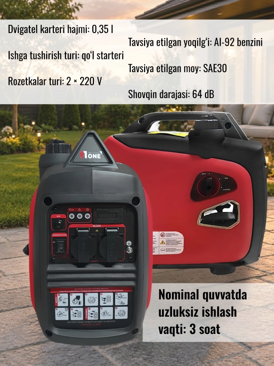 Benzinli invertor generator NUMBER ONE NIG3000-iS-PRO max 2500 Vt