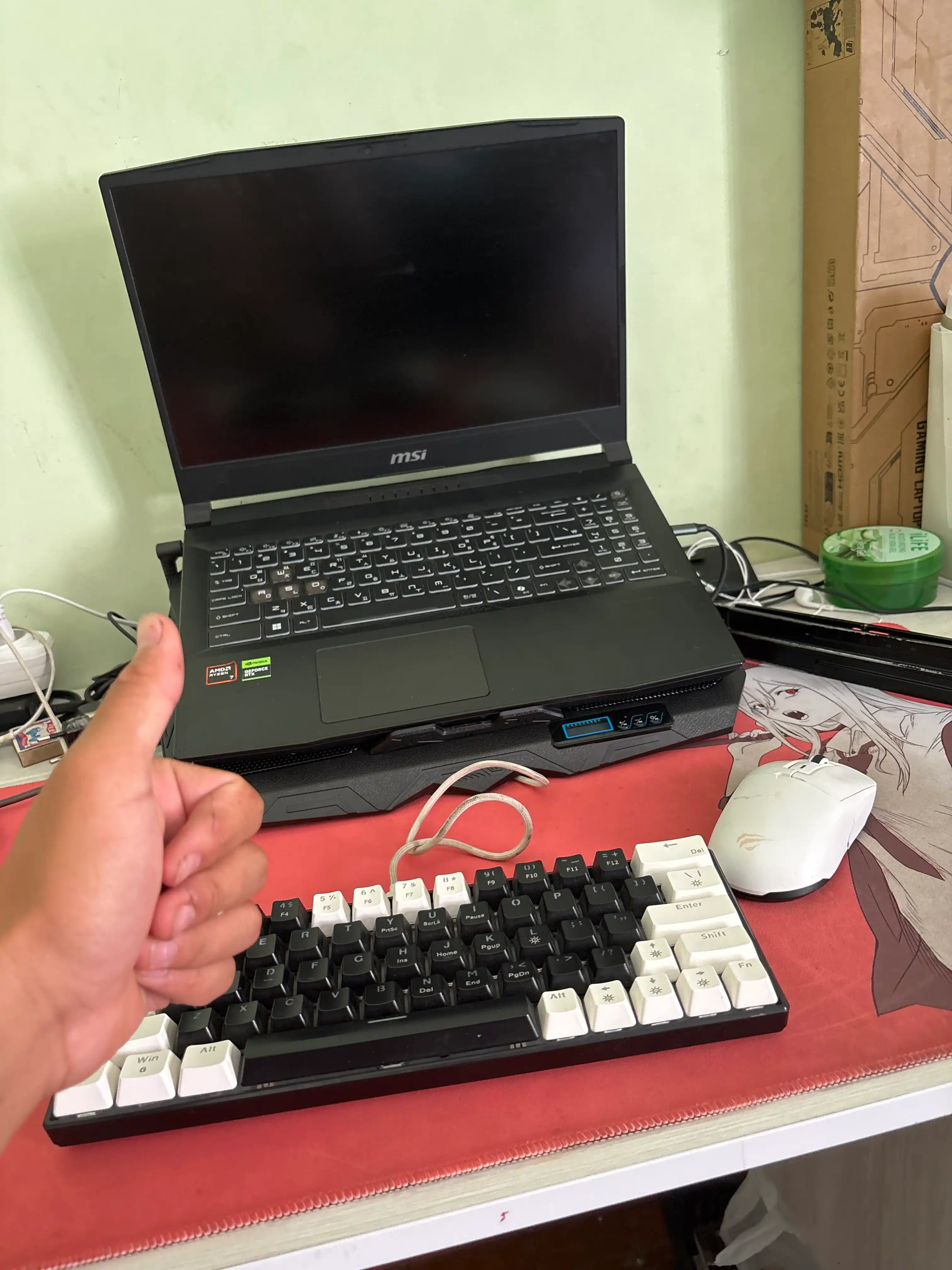 Подставка для ноутбука с охлаждением, 4 вентилятора, USB, LED, регулируемый угол, 18