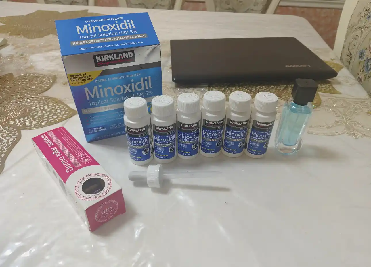 Soch va soqol o'stirish uchun minoksidil 5%, 60 ml, mezaroller, pipetka 