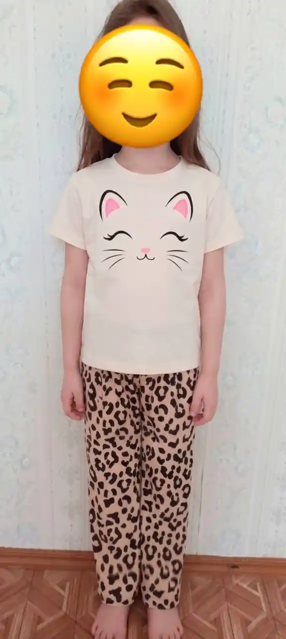 Qiz bolalar uchun pijama, paxtali uy kiyim to'plami futbolka va shim, uyqu uchun kostyum