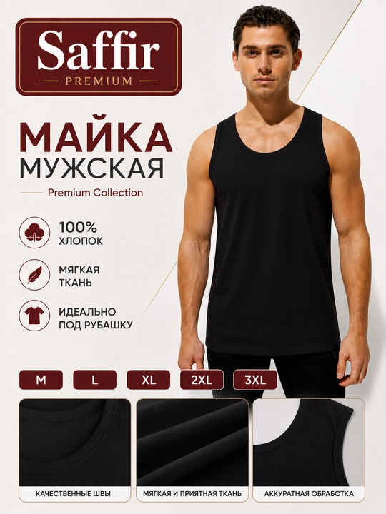 Erkaklar maykasi Saffir, paхtali, yoqasi yumalоq, 3 xil rangli