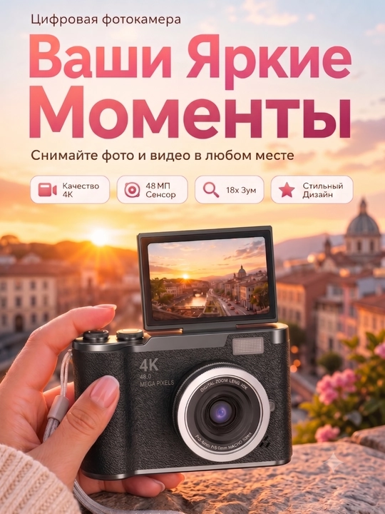 Детский фотоаппарат, цифровая ретро камера, мини камера для фото и видео - 