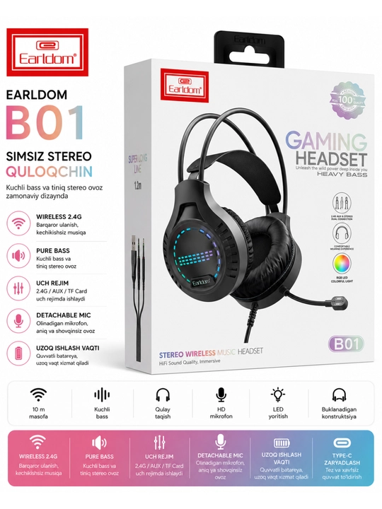 EARLDOM B01 — профессиональная проводная игровая гарнитура - 