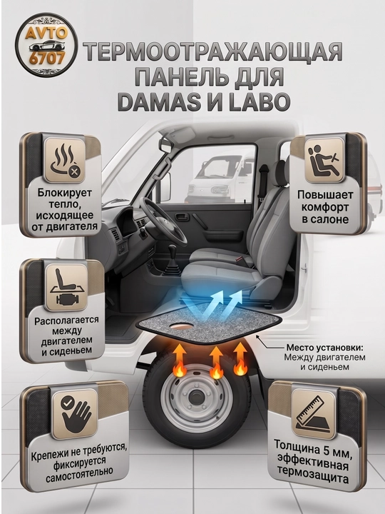 Damas va Labo uchun issiqlik izolyatsiyasi, 5mm motor qoplamasi shumka