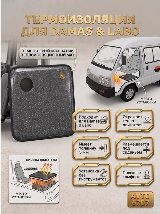 Damas va Labo uchun issiqlik izolyatsiyasi, 5mm motor qoplamasi shumka