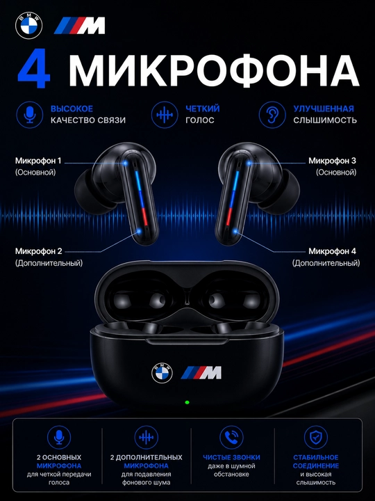 Simsiz quloqchinlar BMW M TWS, Bluetooth 5.4, HD qo‘ng‘iroqlar, sensorli boshqaruv