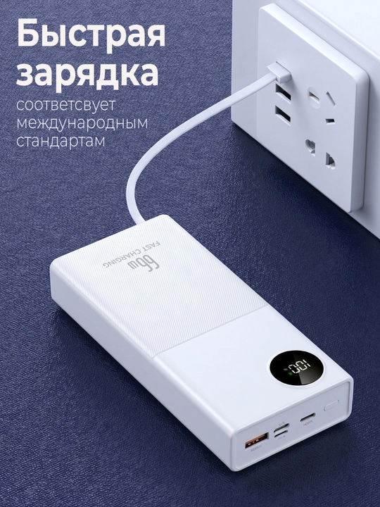 Внешний аккумулятор Power Bank 20000mA 66W, с быстрой зарядкой +4 кабеля