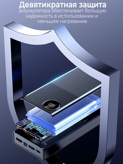 Внешний аккумулятор Power Bank 20000mA 66W, с быстрой зарядкой +4 кабеля