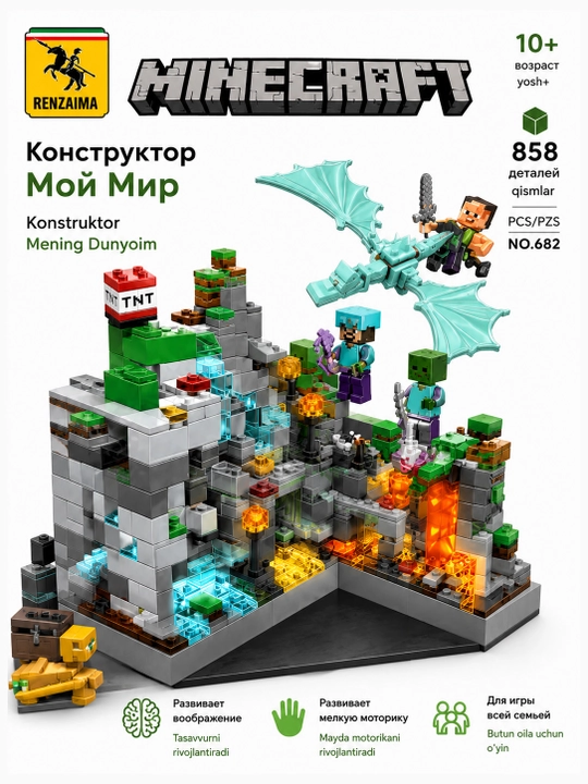Детский конструктор Minecraft  , совместим с лего 6+ - 