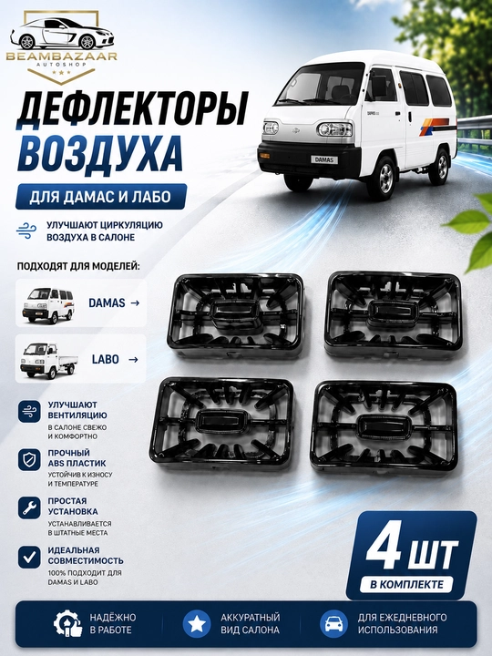 Chevrolet Damas / Labo uchun Mers W222 uslubidagi havo deflektorlari (2 dona / 4 dona) - 