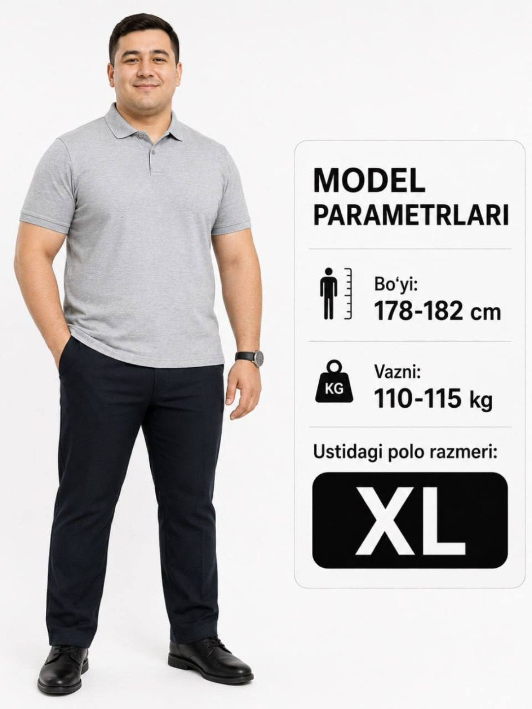 Erkaklar polo futbolkasi, malomerka emas, 100% paxta