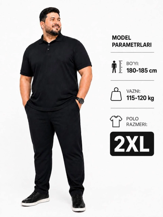 Erkaklar polo futbolkasi, malomerka emas, 100% paxta