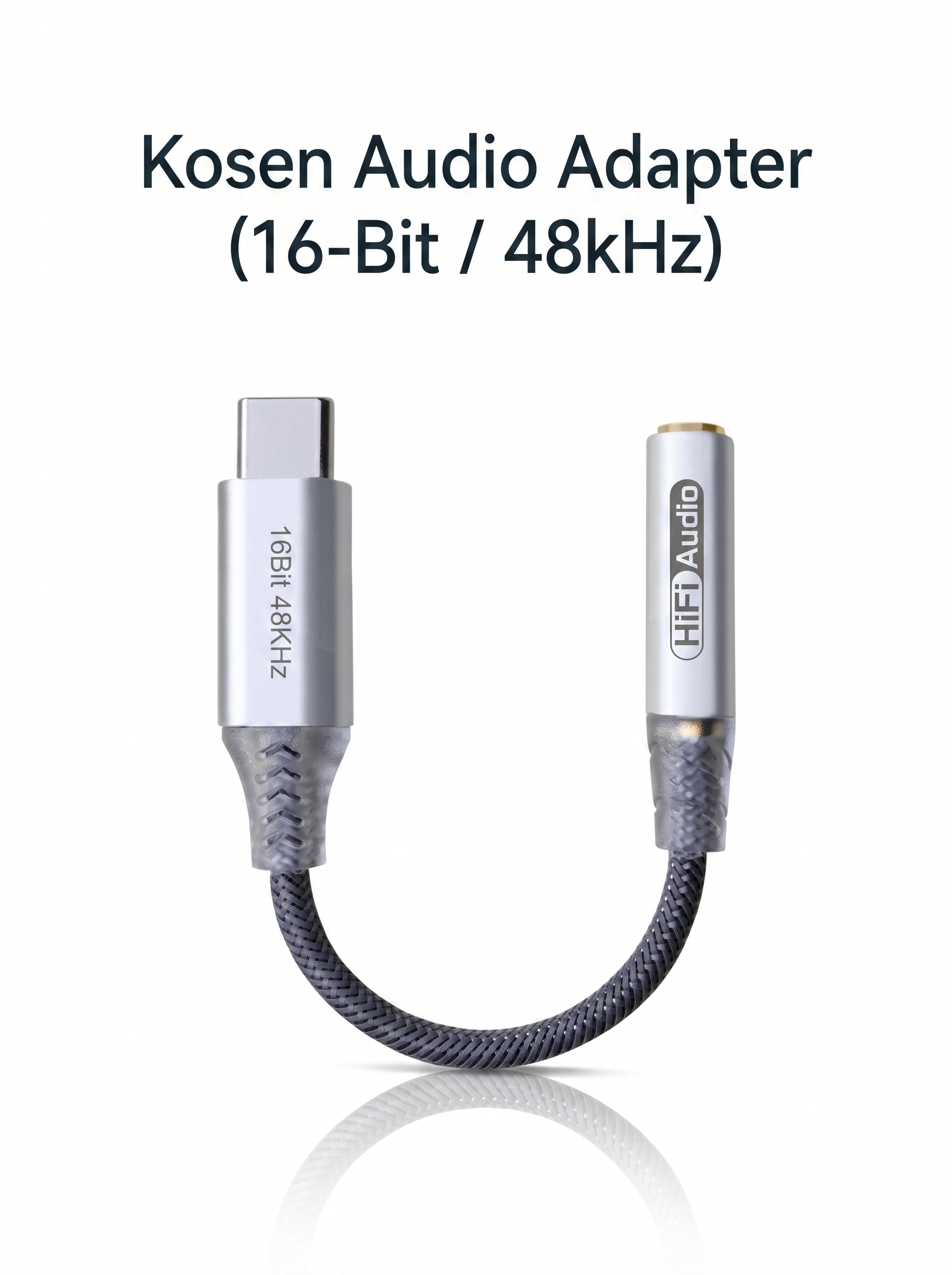 Kosen audio adapter Type-C dan 3.5mm jack quloqchinlar uchun perexodnik 16-32Bit/48-384kHz
