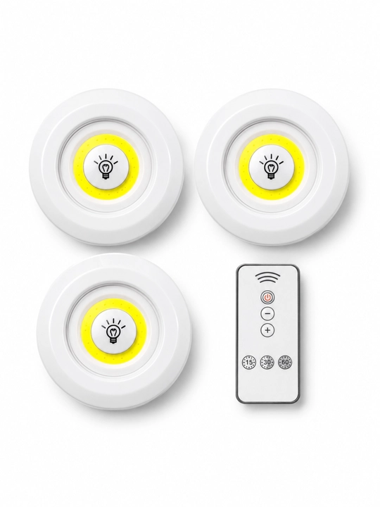 LED chiroq pultli, 3 dona, taymerli shkaf va mebel yoritgichi