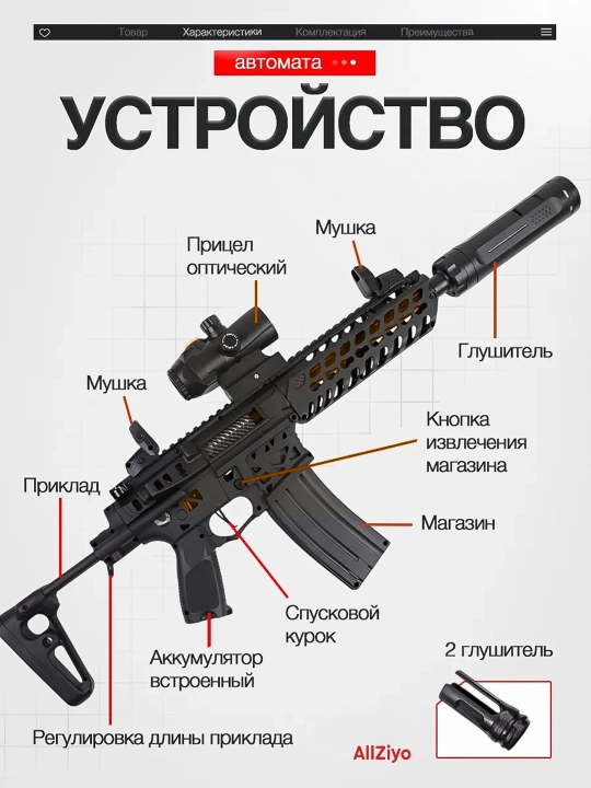 Орбизный автомат M416 — игрушечный автомат, который стреляет орбизами, 1000 орбизов