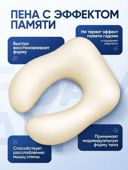 Подушка для шеи, с эффектом памяти Мemory Foam, для путешествий, с эффектом памяти