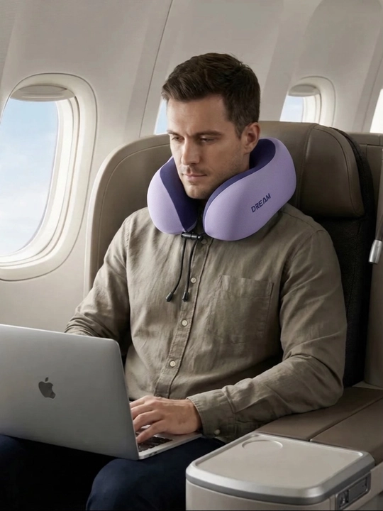 Memory Foam xotira effektiga ega bo‘yin yostiqchasi, sayohat uchun, xotira effekti bilan