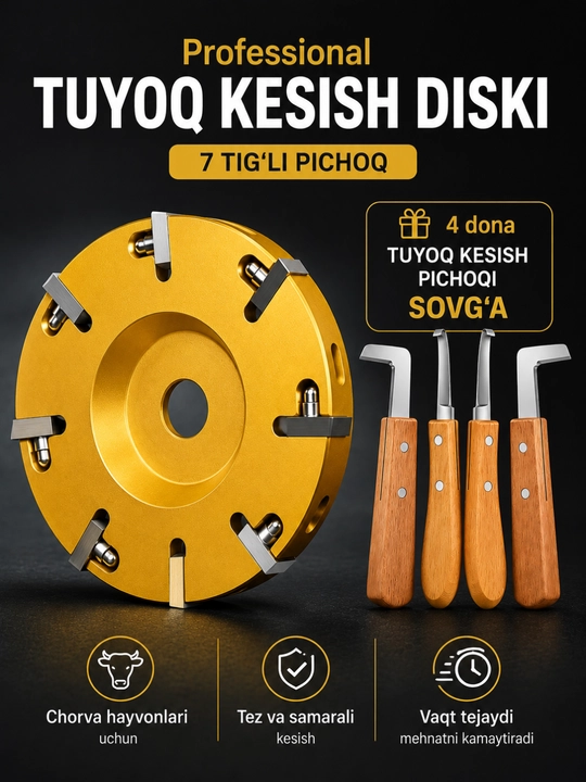 Professional 7 Tig‘li Tuyoq Kesish Diski – chorva mollari va chorva hayvonlari Uchun
