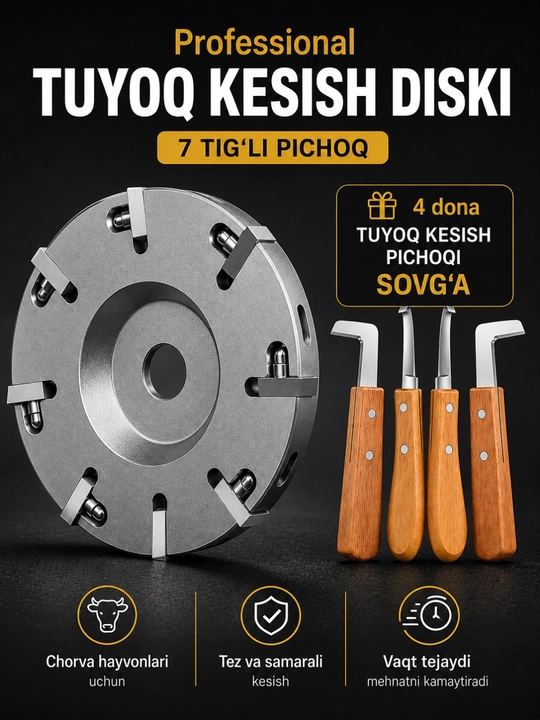 Professional 7 Tig‘li Tuyoq Kesish Diski – chorva mollari va chorva hayvonlari Uchun