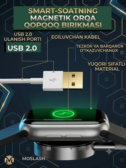 Smart soatlar simsiz zaryadlash uchun magnit USB kabeli